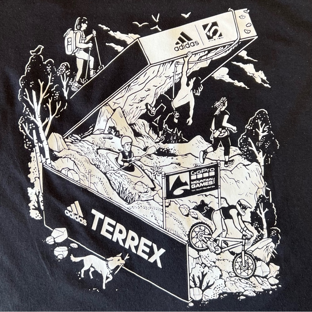 Adidas‎ Terrex Womens Graphic T-Shirt Black Five Ten GoPro Mountain Games IA7360 - Picture 6 of 10